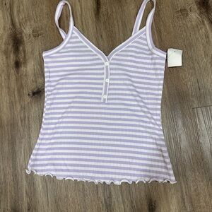 Vero Moda Lavender & White Striped Ribbed Cami